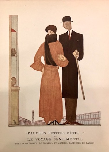  'Pauvres petites bàªtes...' ou le voyage sentimental. Robe d'après-midi, De Martial et Armand. Pardessus, De Larsen 1922 Parigi